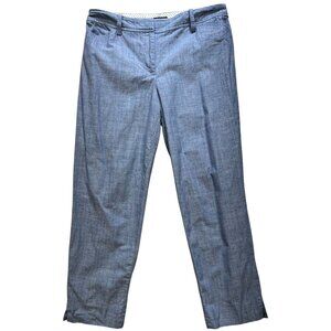 Talbots Women's Chambray Perfect Crop Pants Straight Leg Flat Front Size 6 Blue
